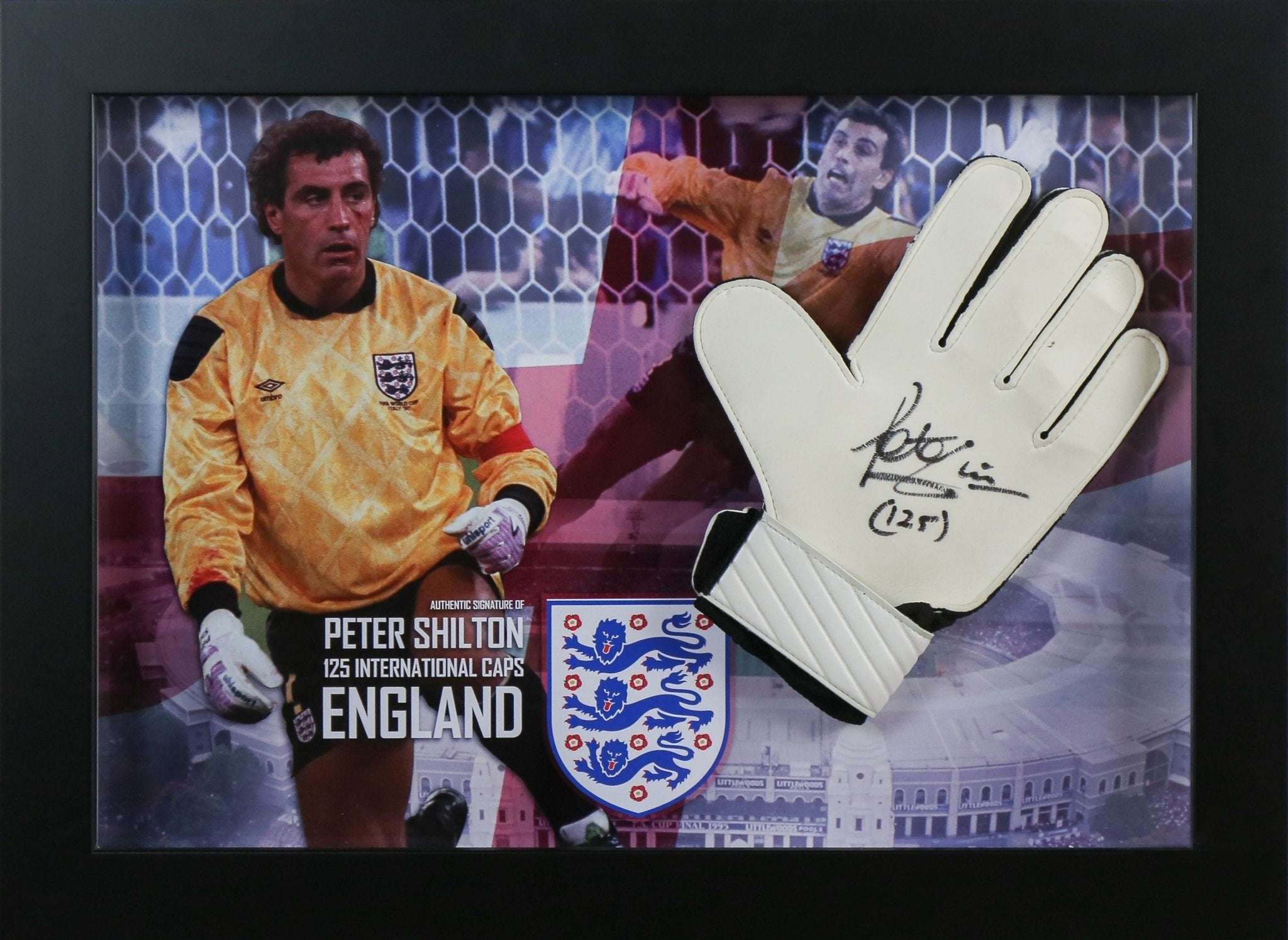 Peter Shilton England Signed Goal Keeper Glove Framed - Memorabilia Framers Shop